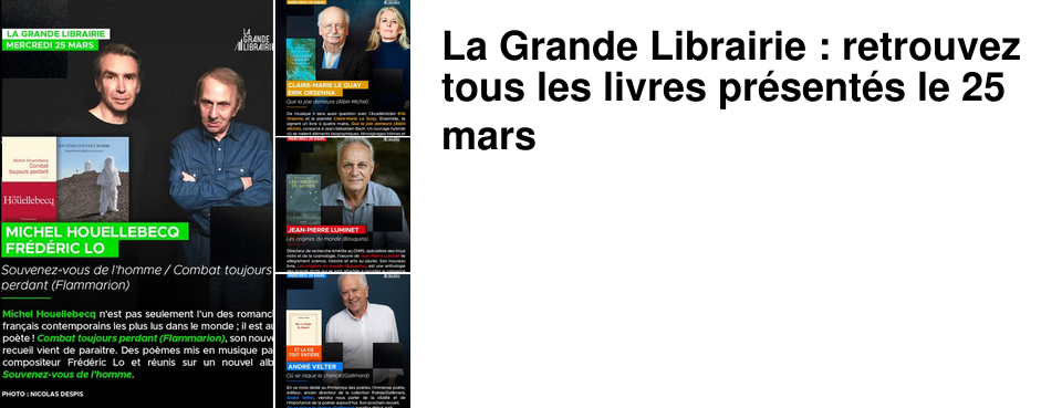 La Grande Librairie : retrouvez tous les livres pr�sent�s le 25 mars